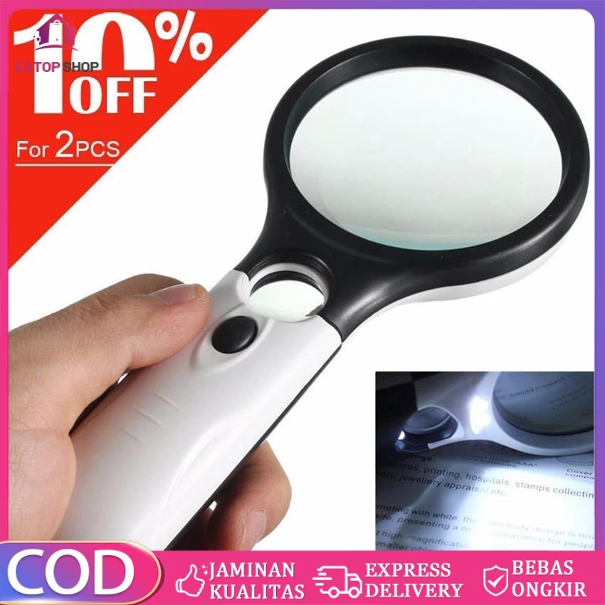 

2in1 Magnifier Gelas Kaca Pembesar Dengan Lampu 3 LED Loop Magnifying Untuk Membaca dan Perhiasan Loop Magnifying Untuk Membaca dan Perhiasan