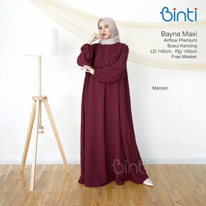 ✔HST.H✔ - DISKON new bayna maxy dress jumbo gamis wanita big size airflow by Binti