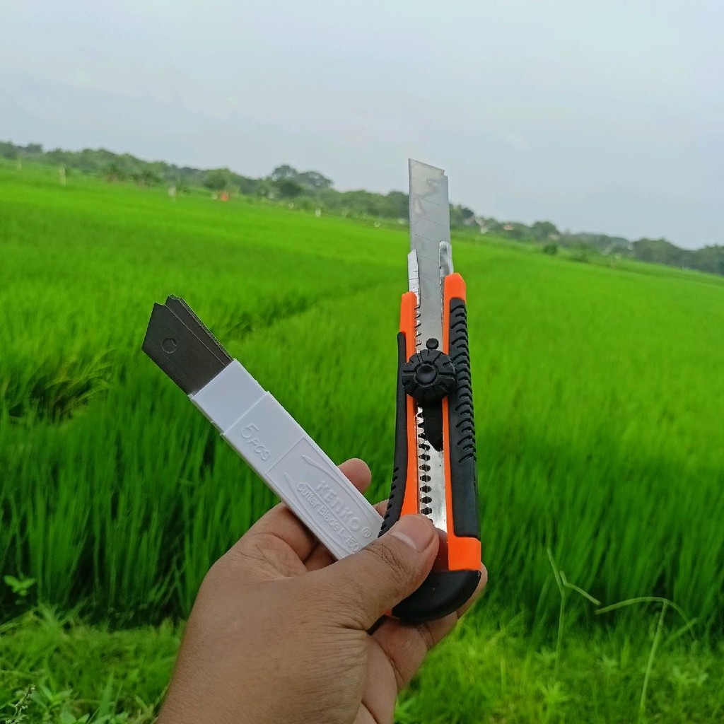 

1paket cutter (1pcs cutter+isi cutter kenko 5 pcs ) cutter besar squeezy kater L500
