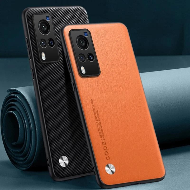 Casing HP Vivo X60 Pro Vivo X60 Pro Plus X60Pro Phone cover Serat Karbon PU Anyaman Kulit Kulit Kera