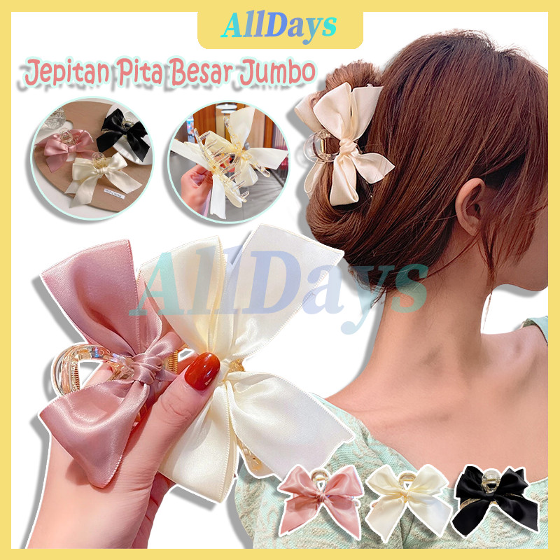 Jepit Rambut Pita Besar Ala Korea /Jepitan Pita Besar Jumbo /Korea Silk Jepitan Cantik