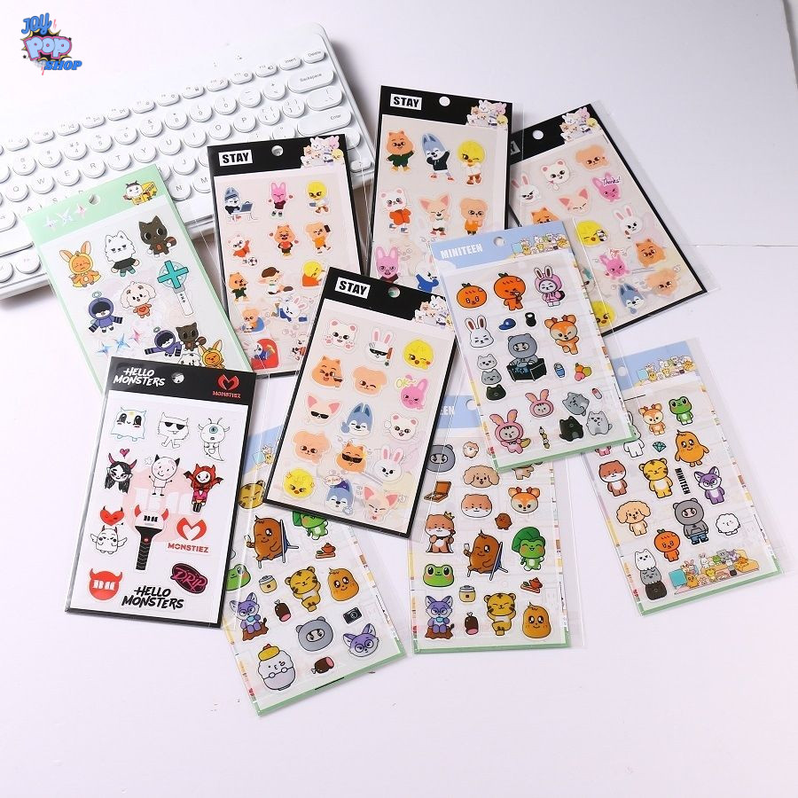 

Stiker PVC vinyl transparant 3 pcs babymonster TXT Straykids seventeen stiker dekorasi lucu dekorasi tas pvc stiker lightsick tas pvc