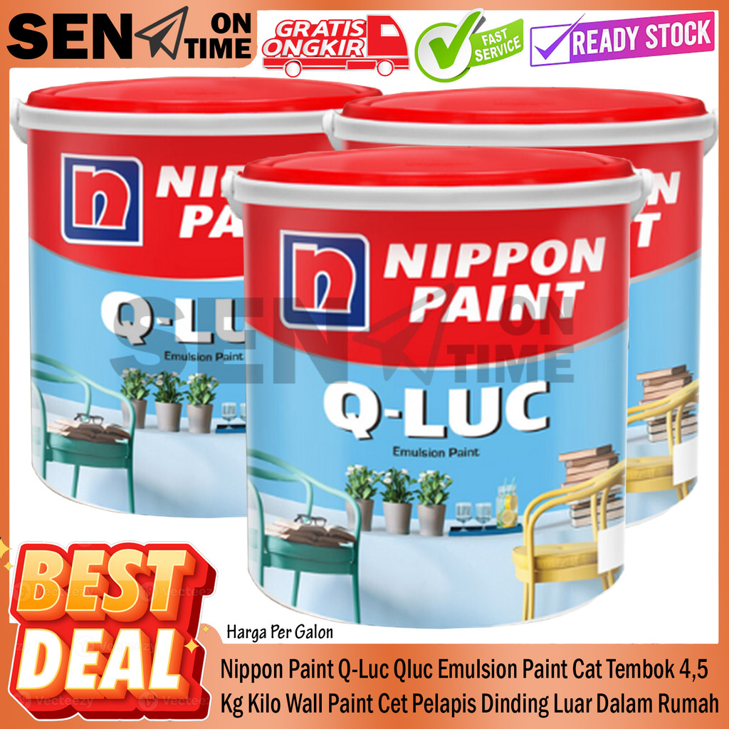 Nippon Paint Q-Luc Cat Tembok Nipon Qluc 4,5 Kg Emulsion Paint Wall Paint Dinding Variasi Warna Inte