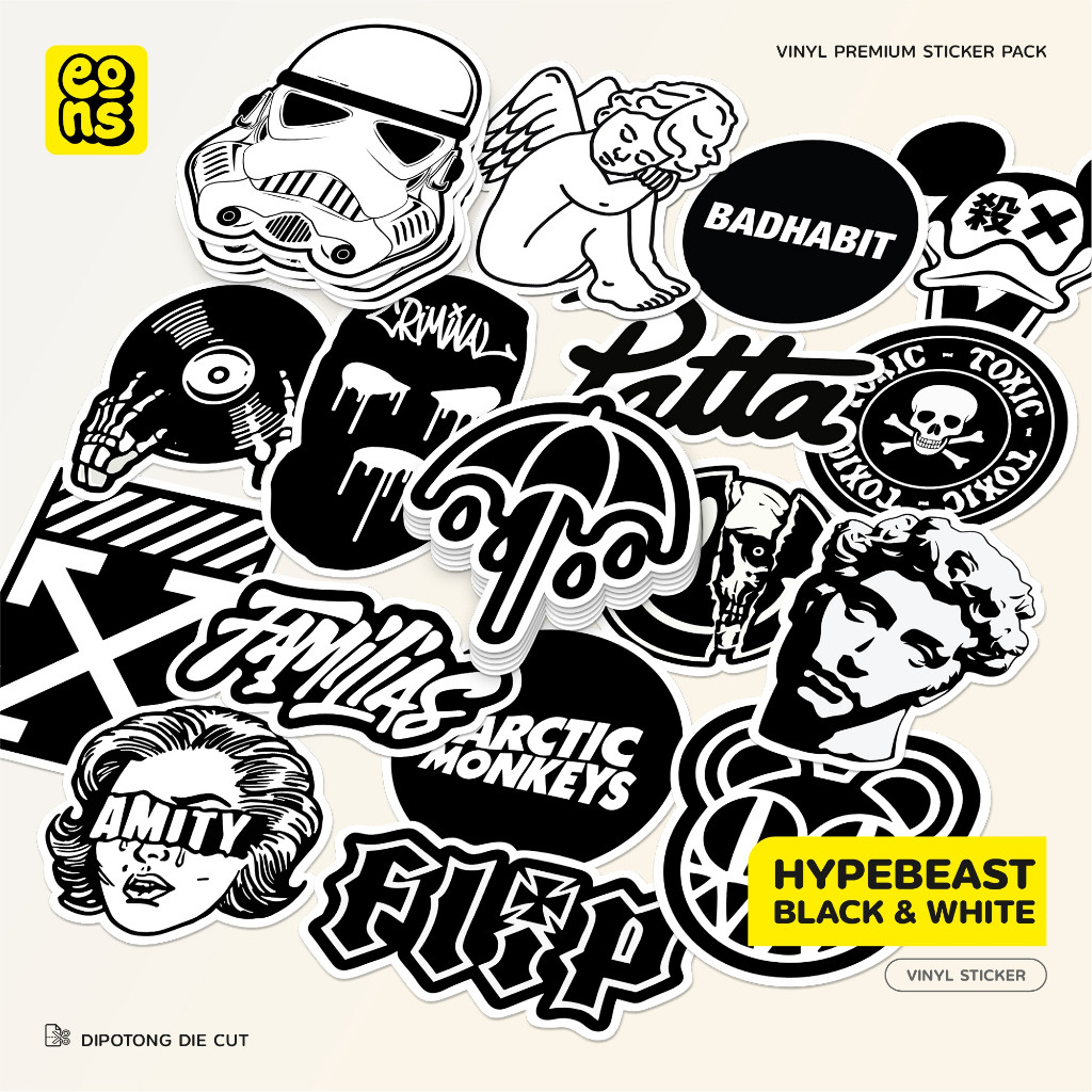 

Stiker Pack HYPEBEAST BLACK & WHITE Waterproof Aesthetic- untuk Laptop, Motor, dan Helm - Paper Stationery - 88Store