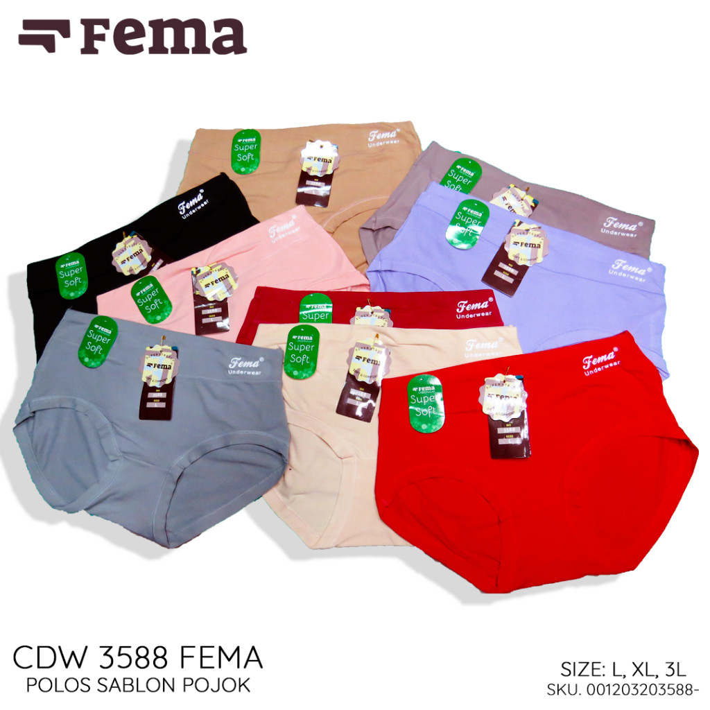 12Pcs Celana Dalam Cd Wanita Dewasa Fema 3588
