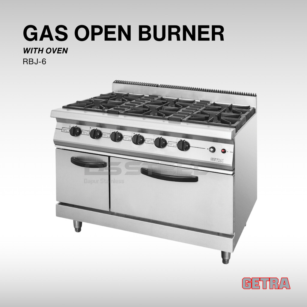 Gas open burner With Oven Getra RBJ-6 / Kompor 6 Tungku With Oven 2 in 1 RBJ 6