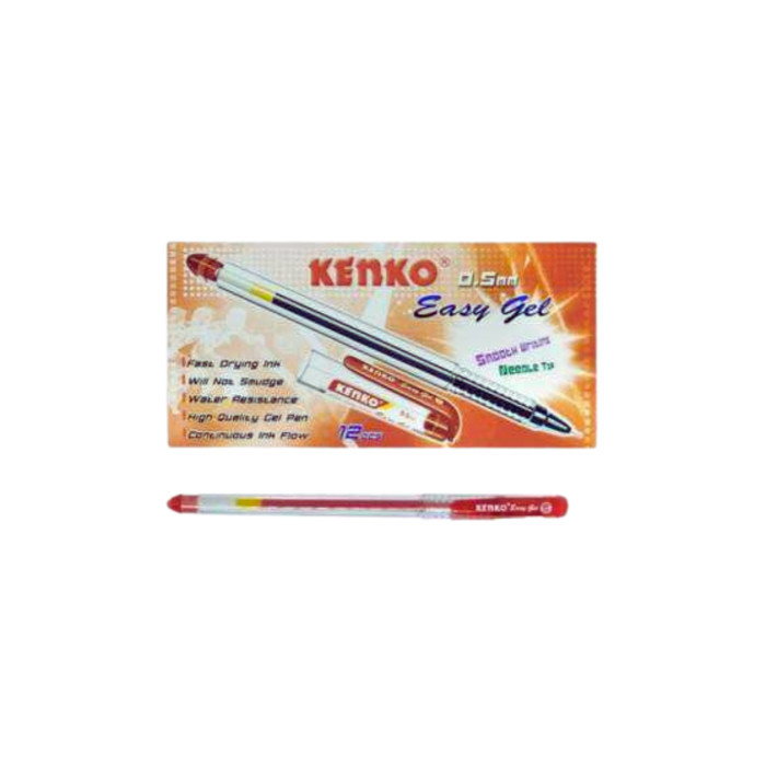 

TERBARU Pulpen Kenko Easy Gel 05 Hitam - 1 Lusin - Merah