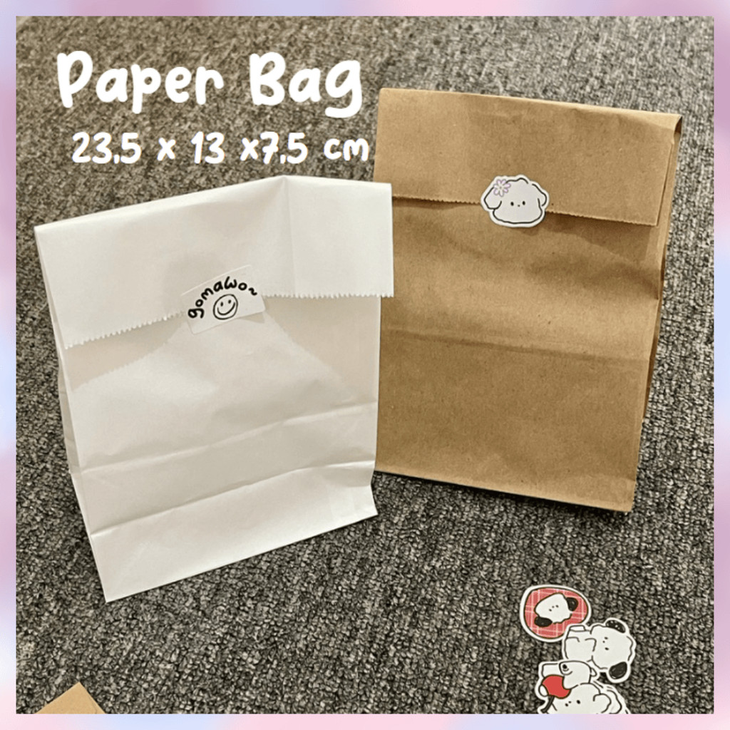 

[BS COD] PAPERBAG COKLAT PUTIH 23,5 x 13 x 7,5cm 50 GSM PACKING PC AESTETHIC MURAH AMAN Y2K PHOTOCARD KERTAS KPOP