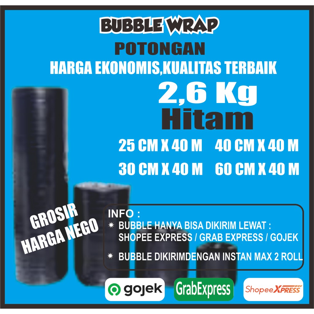 

Bubble Wrap Hitam Eceran Potongan Berat 2.6kg Panjang 40meter kualitas terbaik