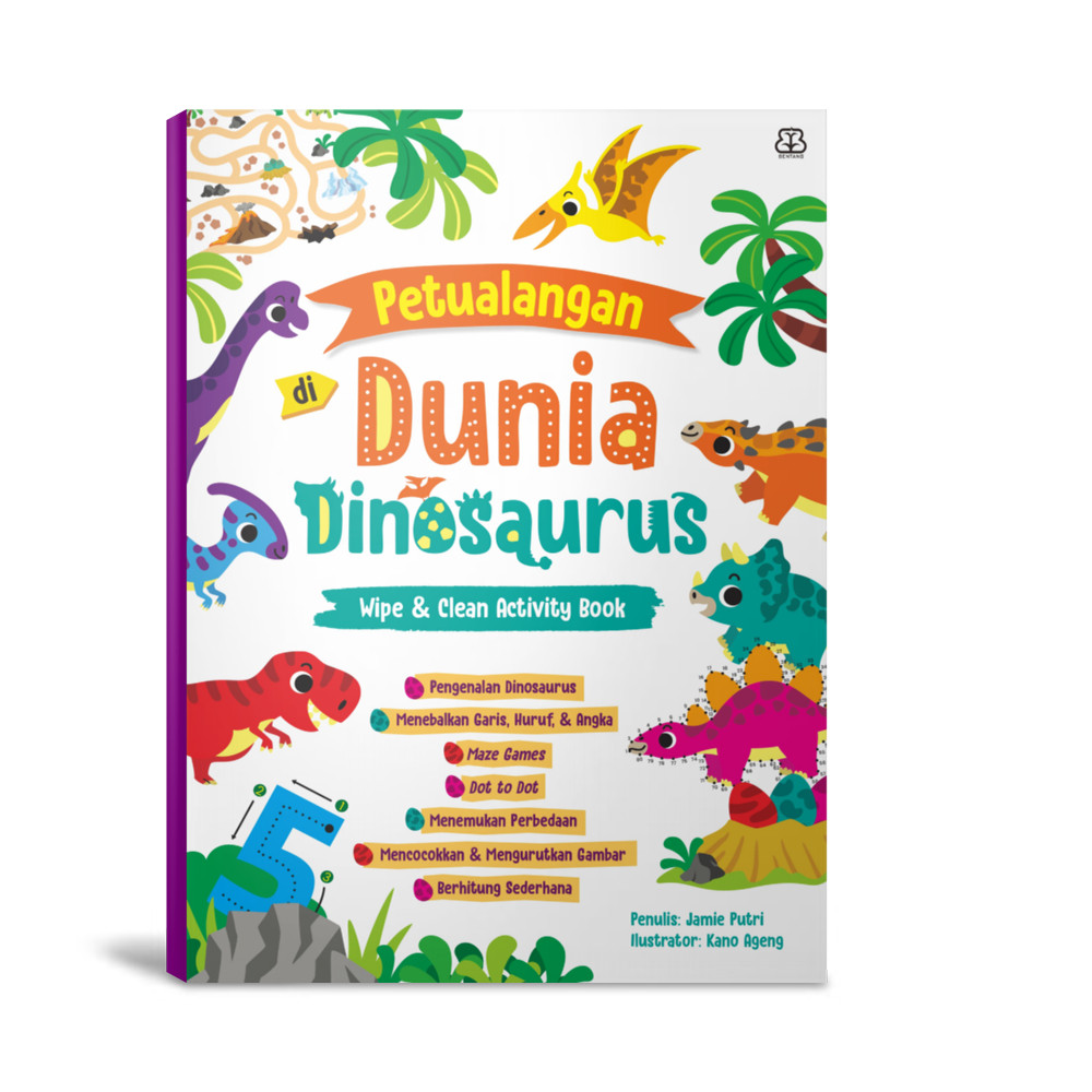 Buku Petualangan di Dunia Dinosaurus: Wipe & Clean Activity Book | Buku Anak 3-6 Tahun