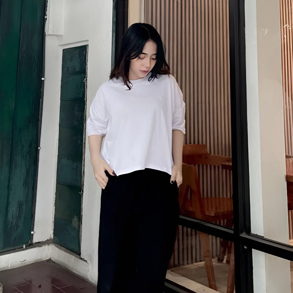 Ramuna Crop Top Wanita Cotton Combed 24s / Kaos Oversize Wanita / Crop Top / Kaos Wanita Cotton