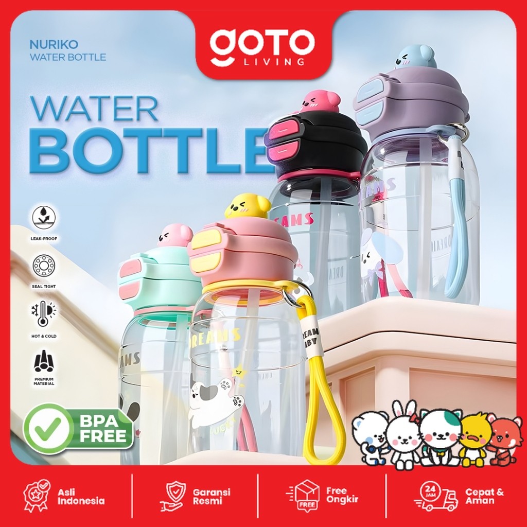 Goto Nuriko Water Bottle Anti Tumpah Botol Minum Anak Sekolah TK 680ML