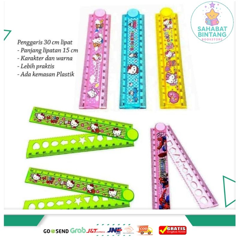 

Penggaris Lipat Serbaguna Berbagai Karakter Ukuran 30 Cm