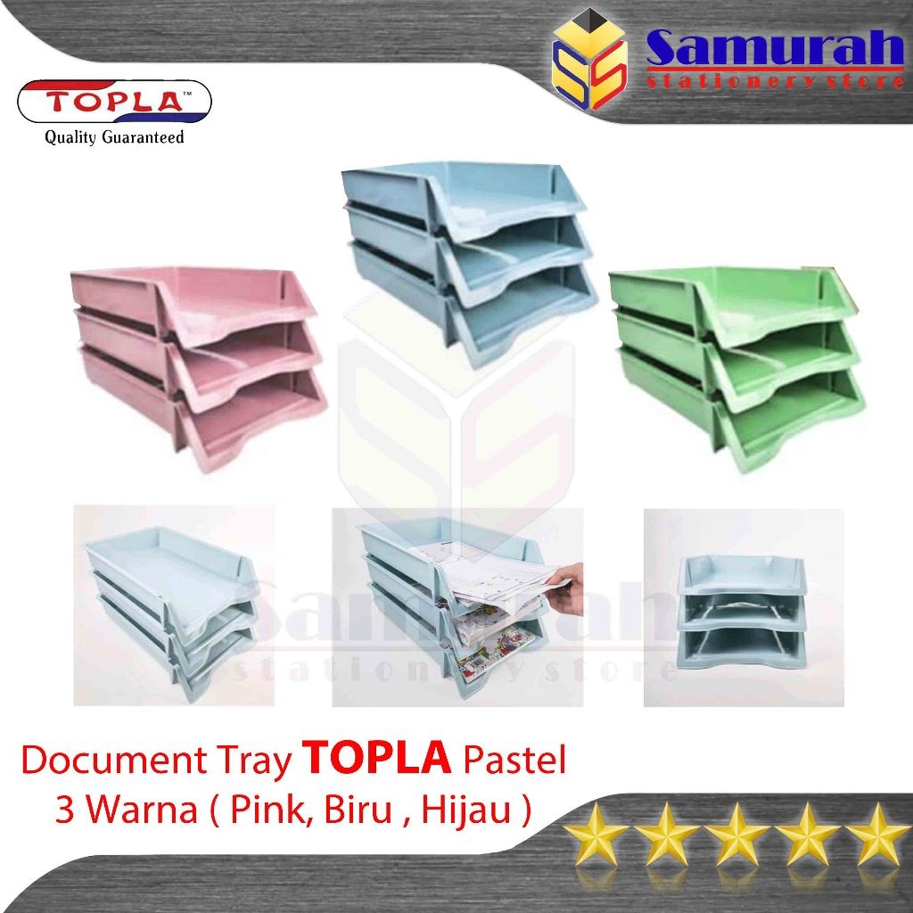 

Document Tray Plastik 3 Tingkat Susun Topla Warna Pastel / Rak Dokumen Bahan Plastik Bertingkat / Elevated Tray