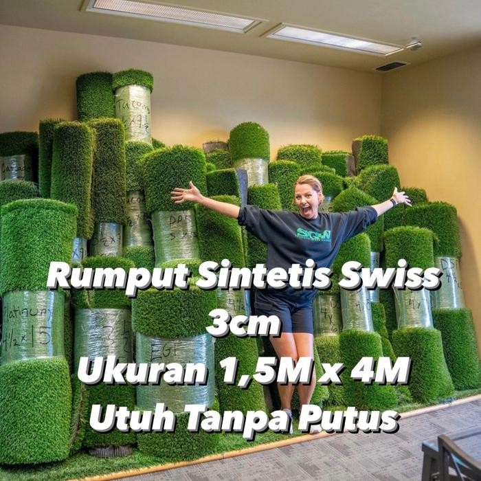 Rumput sintetis swiss 3cm 1,5 meter x 4 meter /rumout sintetis murah /rumput sintetis indoor /rumput