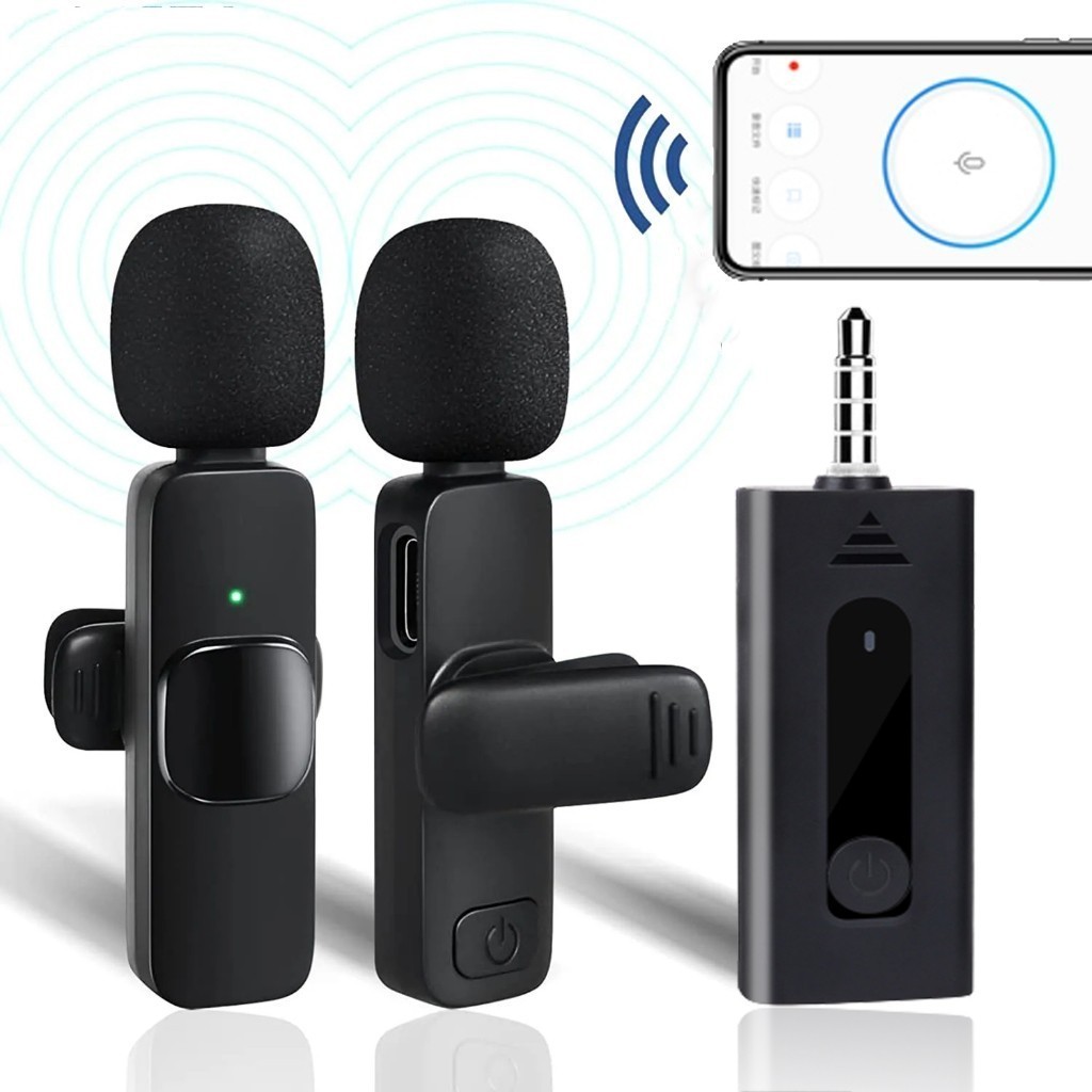 Yi Mart Mic Portabel Audio Video pembuatan Rekaman Wireless Microphone HP Klip Clip On Mic Wireless 