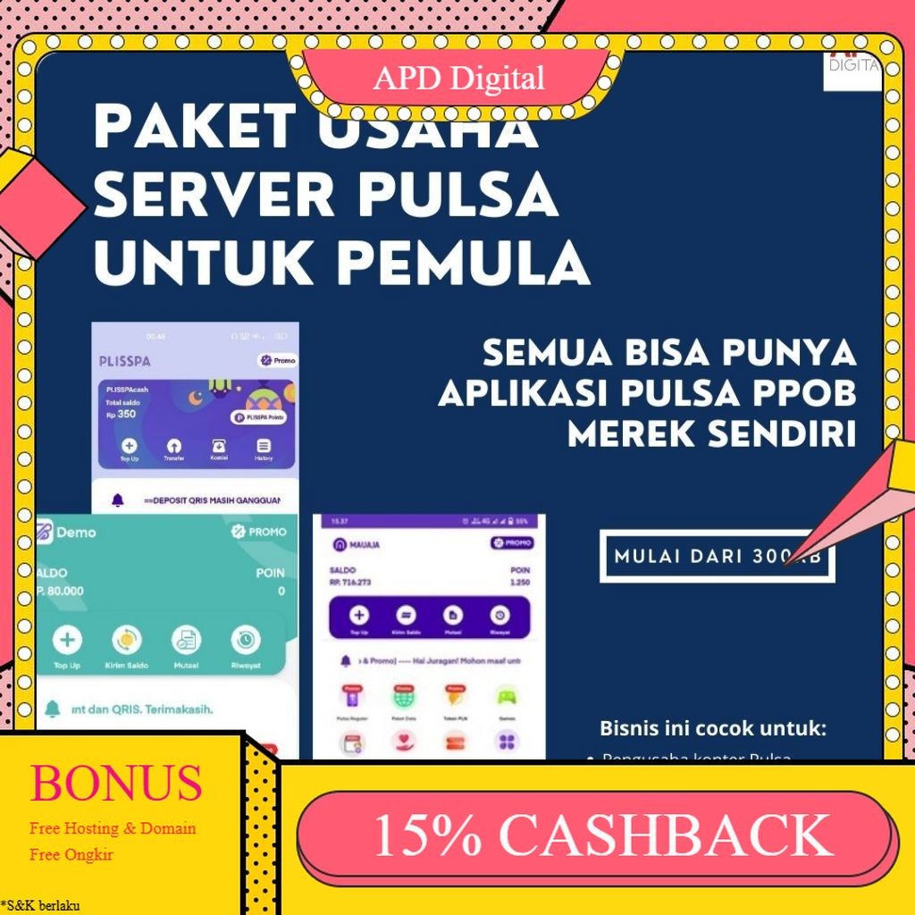 PAKET USAHA SERVER PULSA PPOB APD