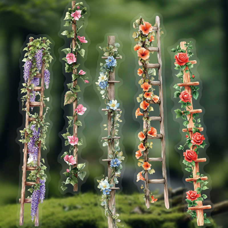 

Mr Paper 60pcs flower ladder theme landscaping stickers handbook material DIY glass bottle water cup rubbish diary notebook