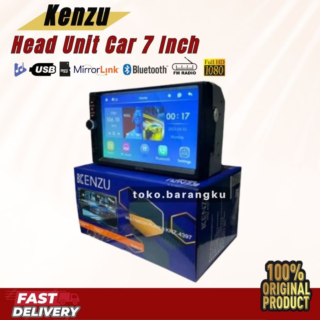 Head Unit Double DIN MP5 KENZU 7 INCI Car Audio Bluetooth Radio