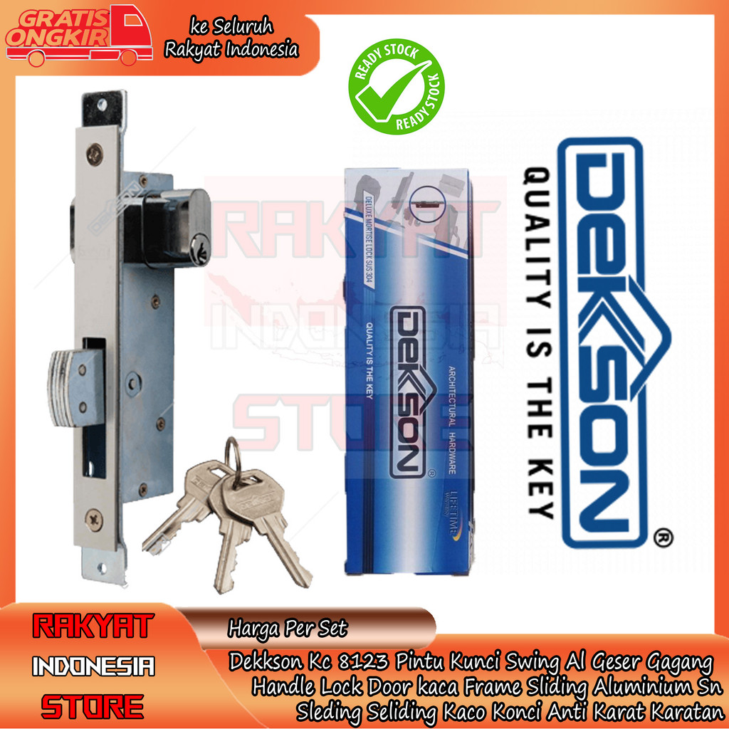 Dekkson Kc 8123 Pintu Kunci Swing Al Gagang Geser Handle Lock Door kaca Frame Sliding Aluminium Almu