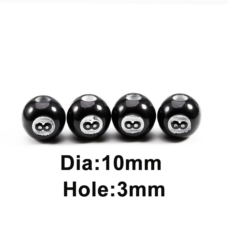 

50pcs/lot Black Acrylic Billiards Shape Round Beads Beaded Accessories Spacer Loose Beads For DIY Jewelry Making Findings