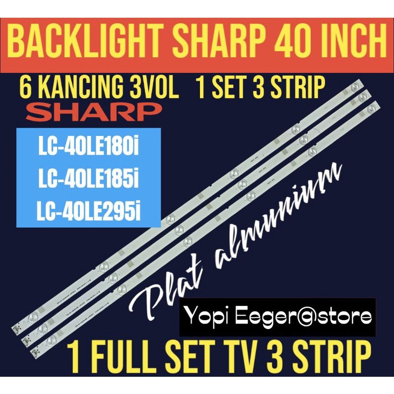 BACKLIGHT TV LED SHARP 40" INCH LC 40LE180i-LC 40LE185i LC 40LE295i BACKLIGHT TV SHARP 40" INCH