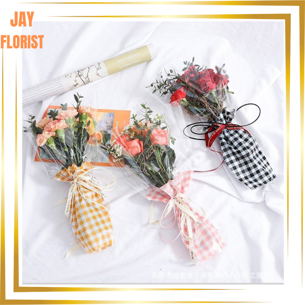 

SF05 Single Rose Wrapping Plastik Mini Buket Mawar Packing Satuan 1 Tangkai