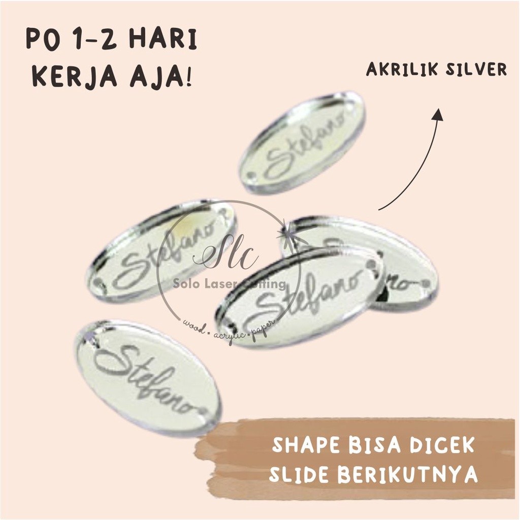

AKRILIK LABEL HIJAB/ LABEL PRODUK / JILBAB, AKRILIK / LABEL ACRYLIC MIRROR SILVER 3.5 X 1 CM