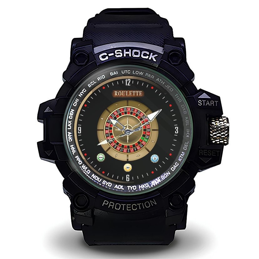 Jam Tangan  CASINO ROULETTE  Sport Analog Quartz Premium Terbaru Hitam