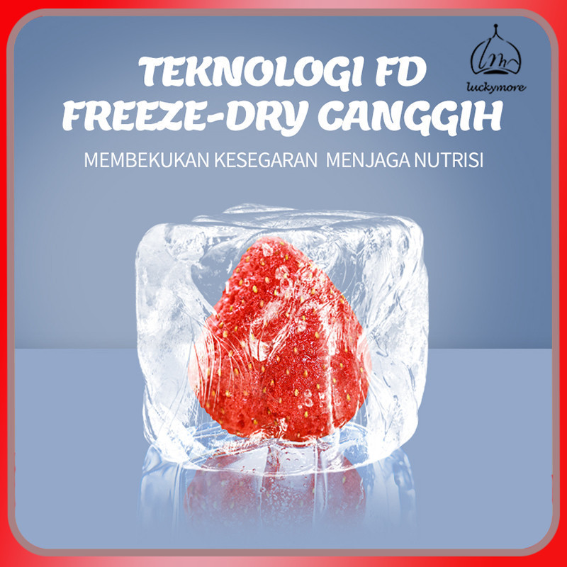 Pretty_Ballerinas [Luckymore] Halal Stroberi Beku Kering Renyah 52G -Camilan Sehat, Renyah, Manis