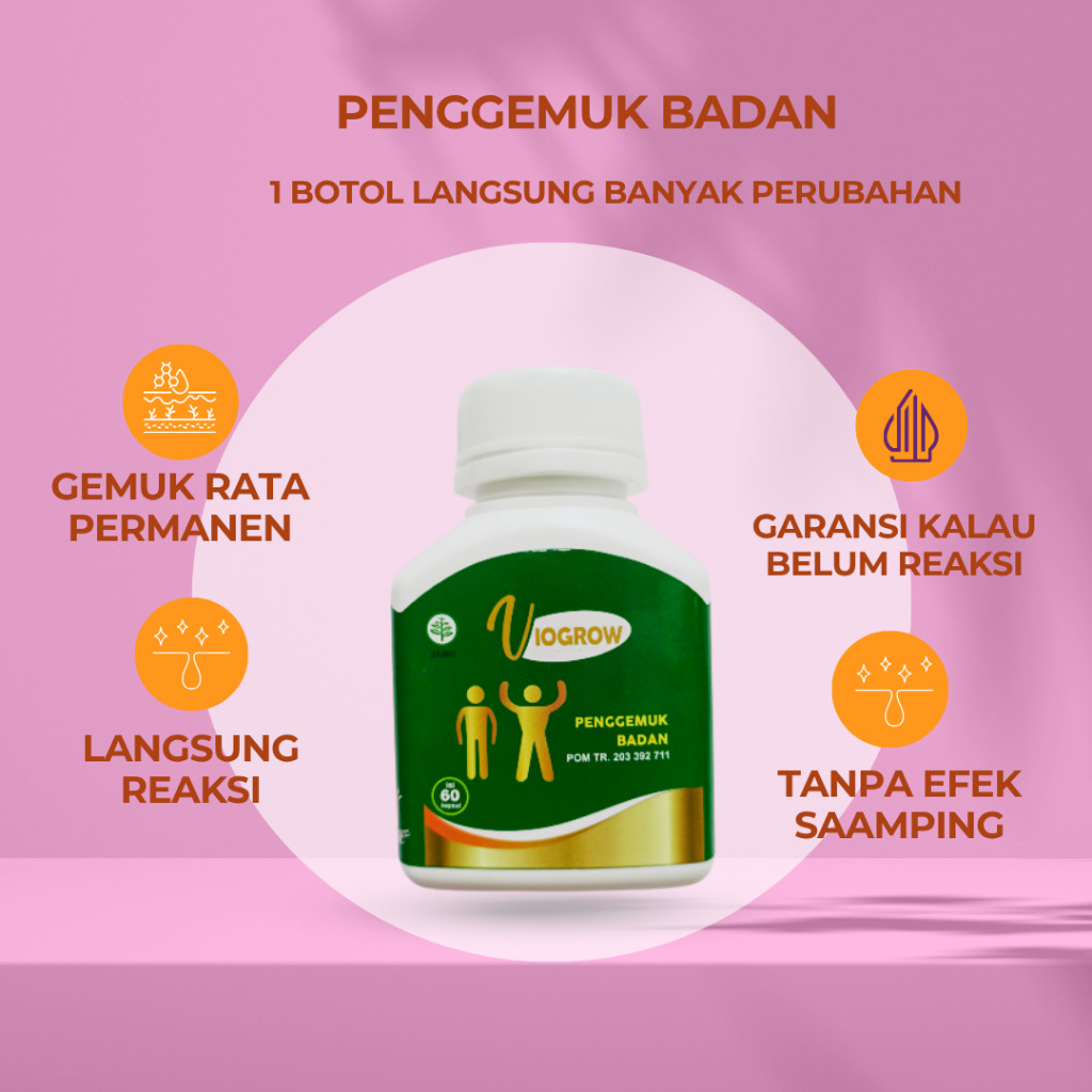 Herbal Suplemen Viogrow Obat gemuk Permanen Penggemuk badan herbal alami serta penambah nafsu makan 