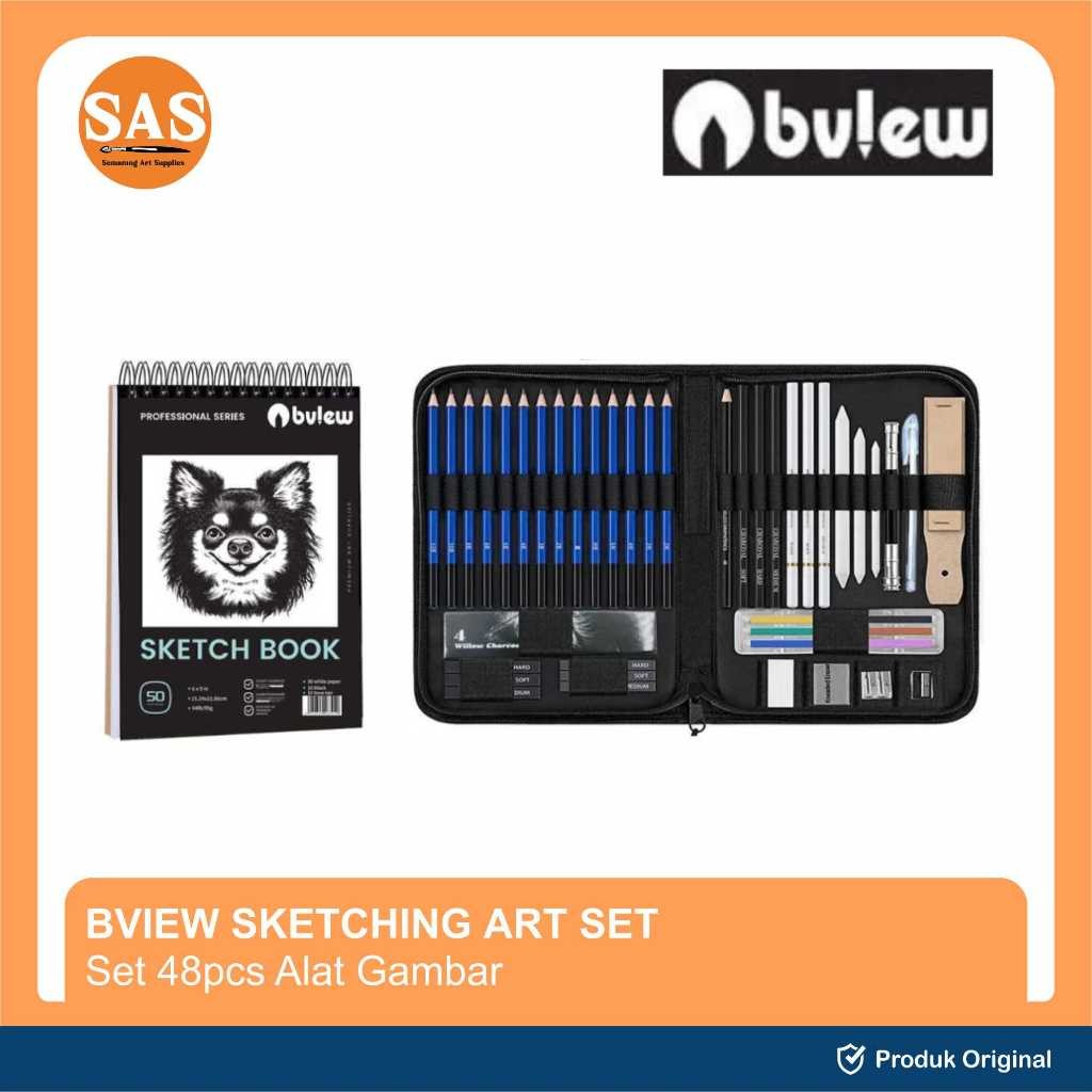 

BVIEW - Professional Sketching Art Set 48 Pcs - Set Sketchbook Paket Profesional