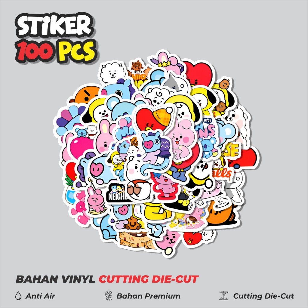 

Terbaru! 50 pcs Stiker BT21 BTS Dekorasi Lucu Kreatif untuk Notebook, Skateboard, HP
