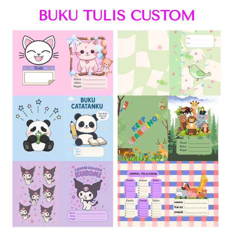 

1 Pack Buku Tulis Motif Kartun Lucu Bisa Di Custom Nama