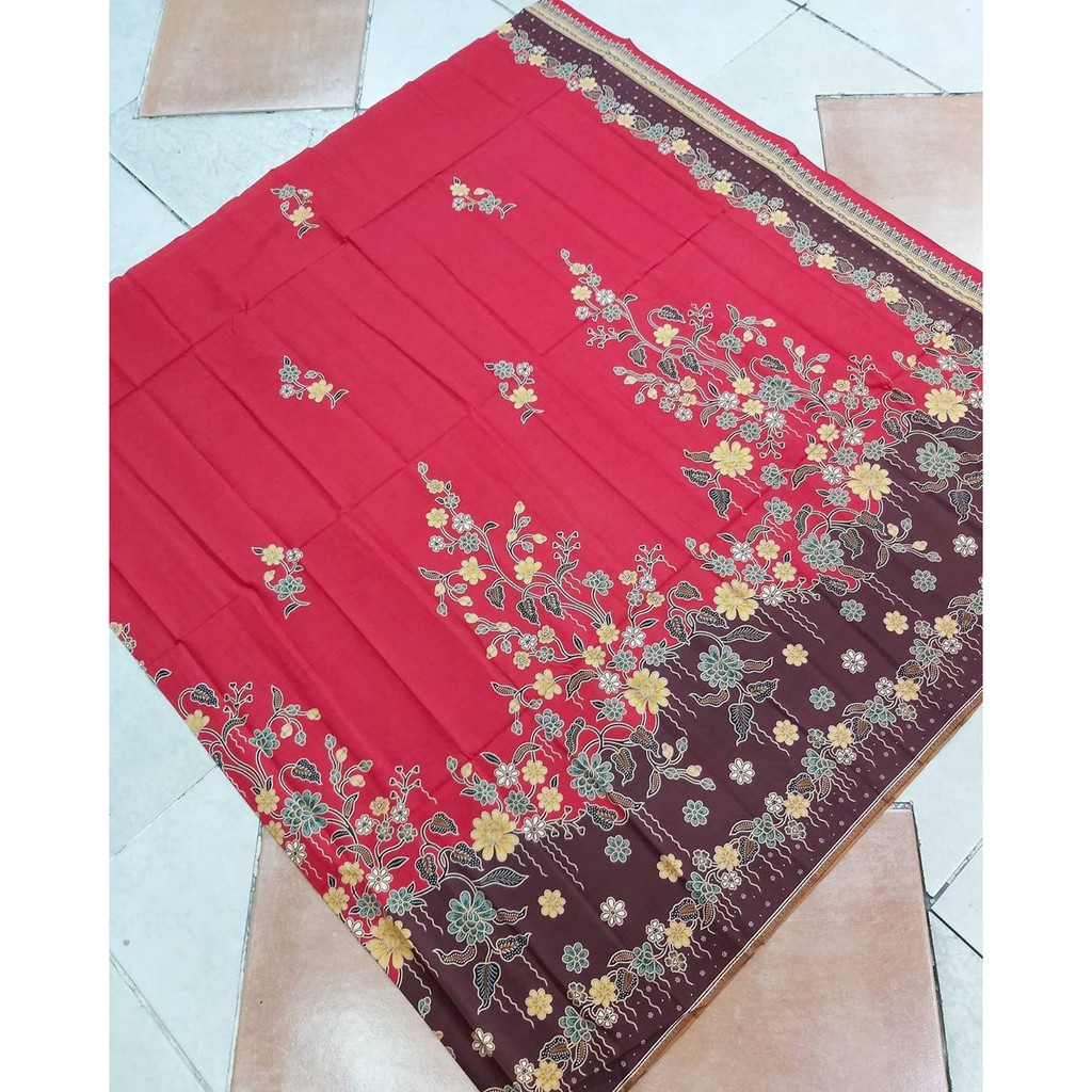 Kain Batik SOLO motif bunga warna merah