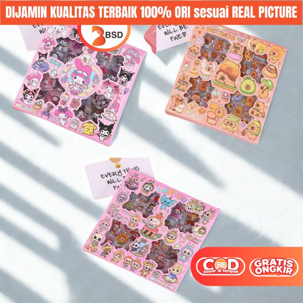 

BSD Mainan Sticker Tempel Kuromi Melody DIY Kreatifitas Anak Perempuan KKV 3 4 5 7 Tahun Isi 100Pcs