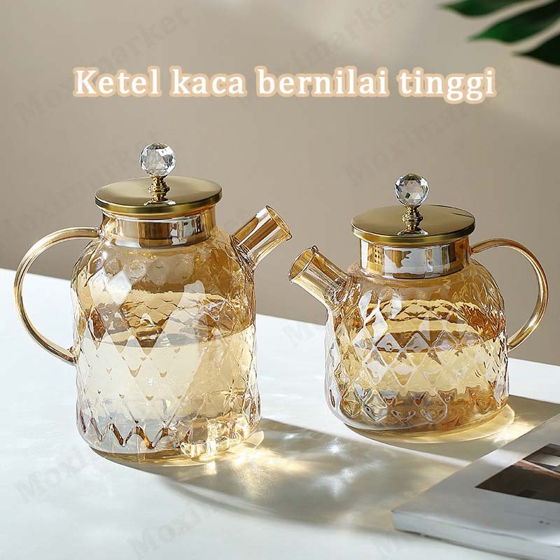 Teko Air Kaca Diamond / Ketel Air Minum / Pitcher / Jug/Teko Pitcher Kaca Borrosilicate Ukuran Besar