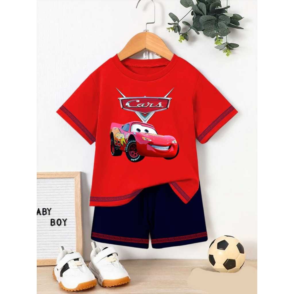 Zoikids - Setelan anak Gambar Mobil McQueen cars usia 1-10 tahun baju cowok / cewek murah bagus dtf 