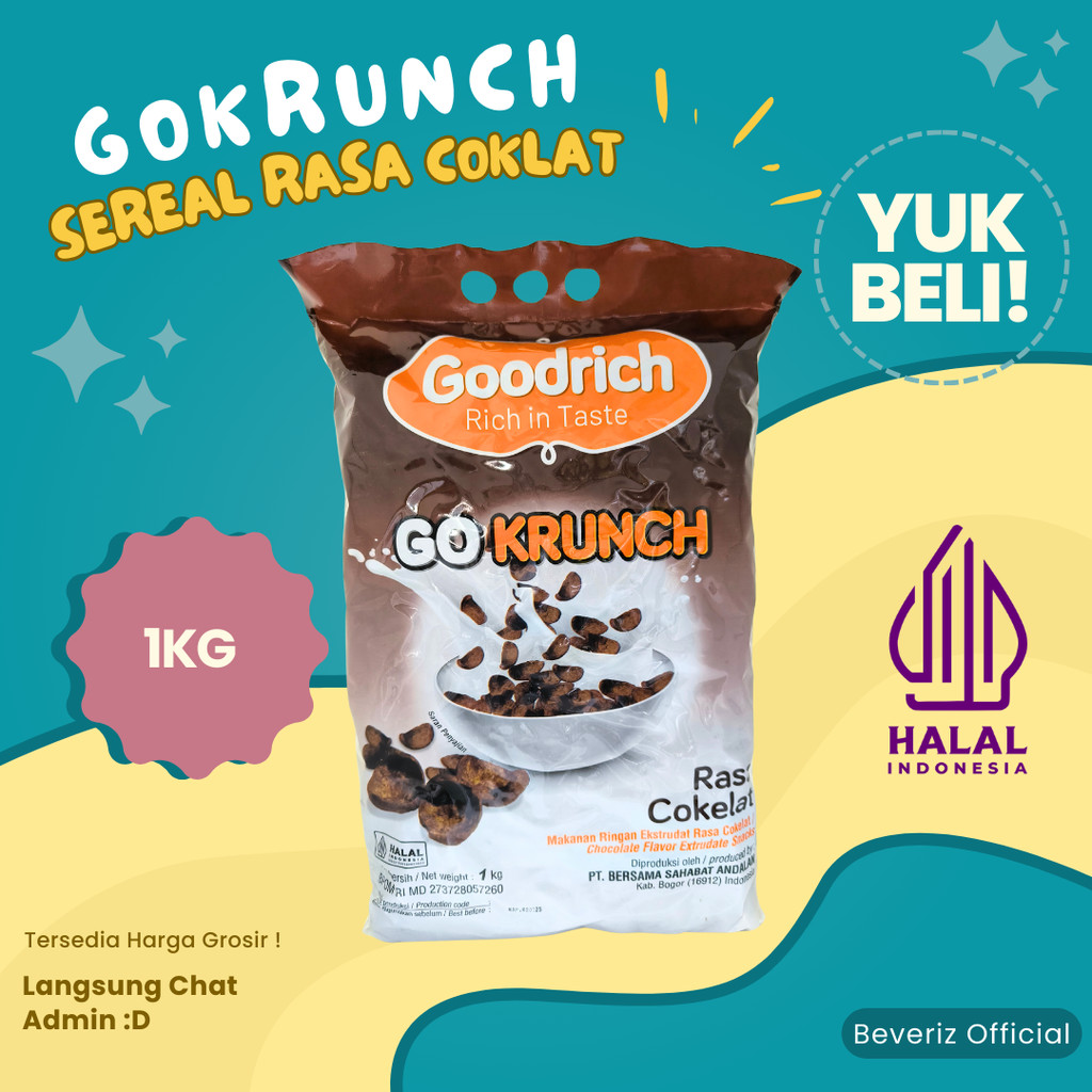 

BEVERIZ Goodrich Go Krunch | Sereal Krispi Rasa Cokelat Halal 1 Kg {BISA COD} { Tersedia Harga Grosir}