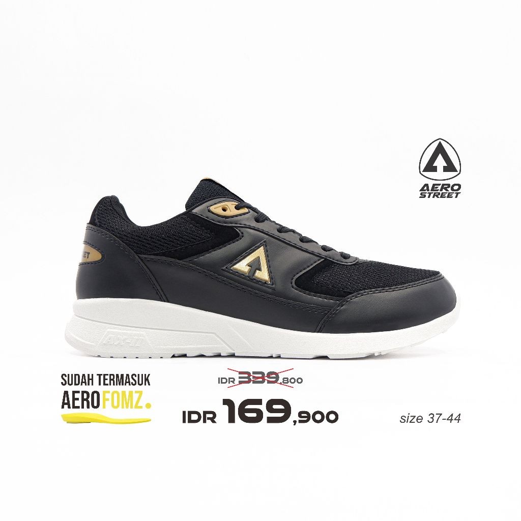 Aerostreet 37-44 Osaka Putih Hitam Emas - Sepatu Sneakers Casual Pria Wanita Aero Street 21HH20