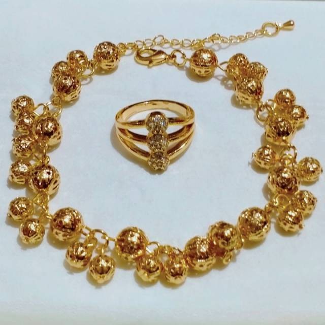 GiStore09 Xuping gelang+cincin dewasa bola-bola cantik Cod
