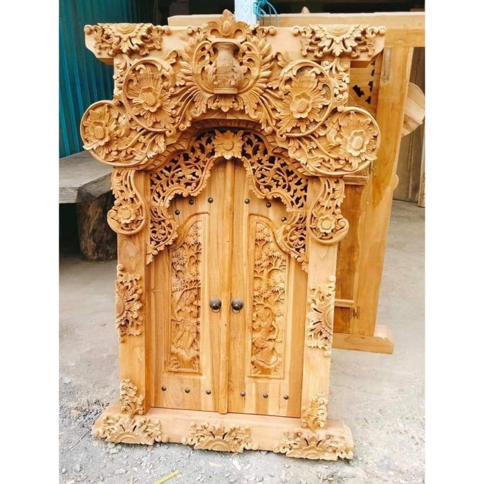 Jendela Gebyok Bahan Kayu Jati Ukir Jepara Ukuran 100 x 150 Motif Style Bali Ukiran Pintu Ramayana -