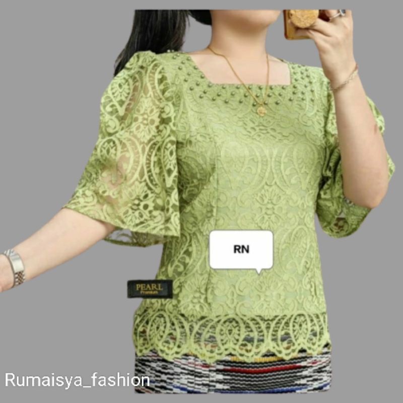 LFV89 BLOUSE KEBAYA LENGAN KEMBANG TERBARUATASAN WANITA KEKINIAN,ATASAN WANITA TERLARIS,ATASAN BROKA