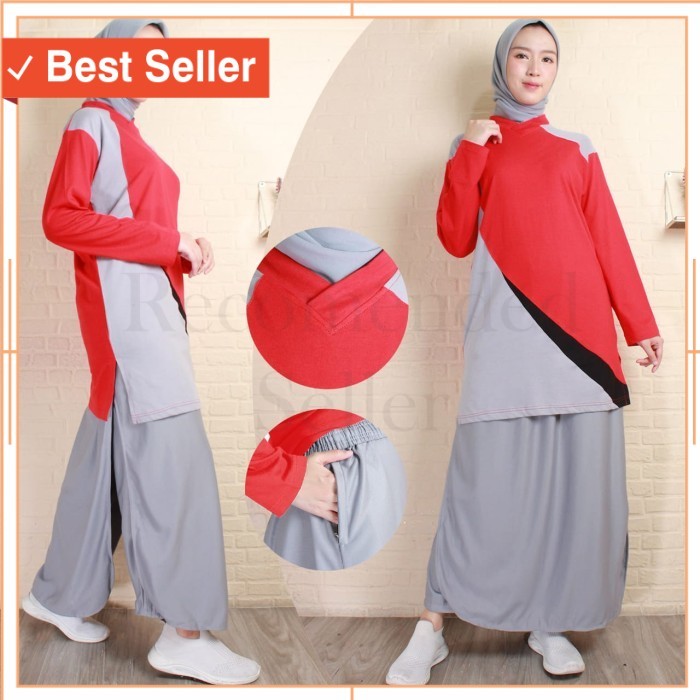 BAju Sport Kekinian Keren Unik Style Korea tebal awet /Setelan Baju Senam Muslimah Rok Celana / Mode