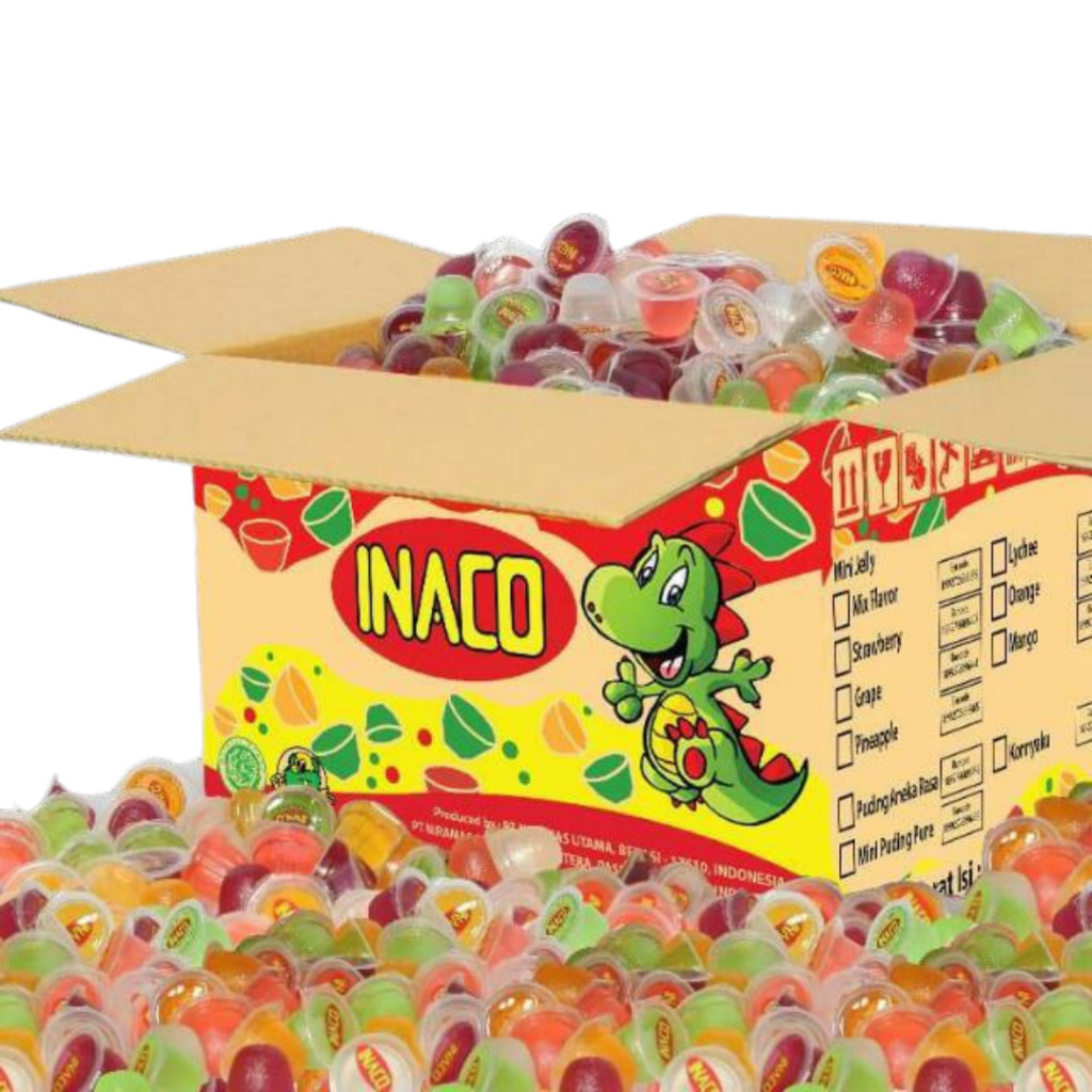 

Inaco Jelly 1 karton / 10kg - Jelli Aneka Rasa Buah Kiloan 10kg / Dus