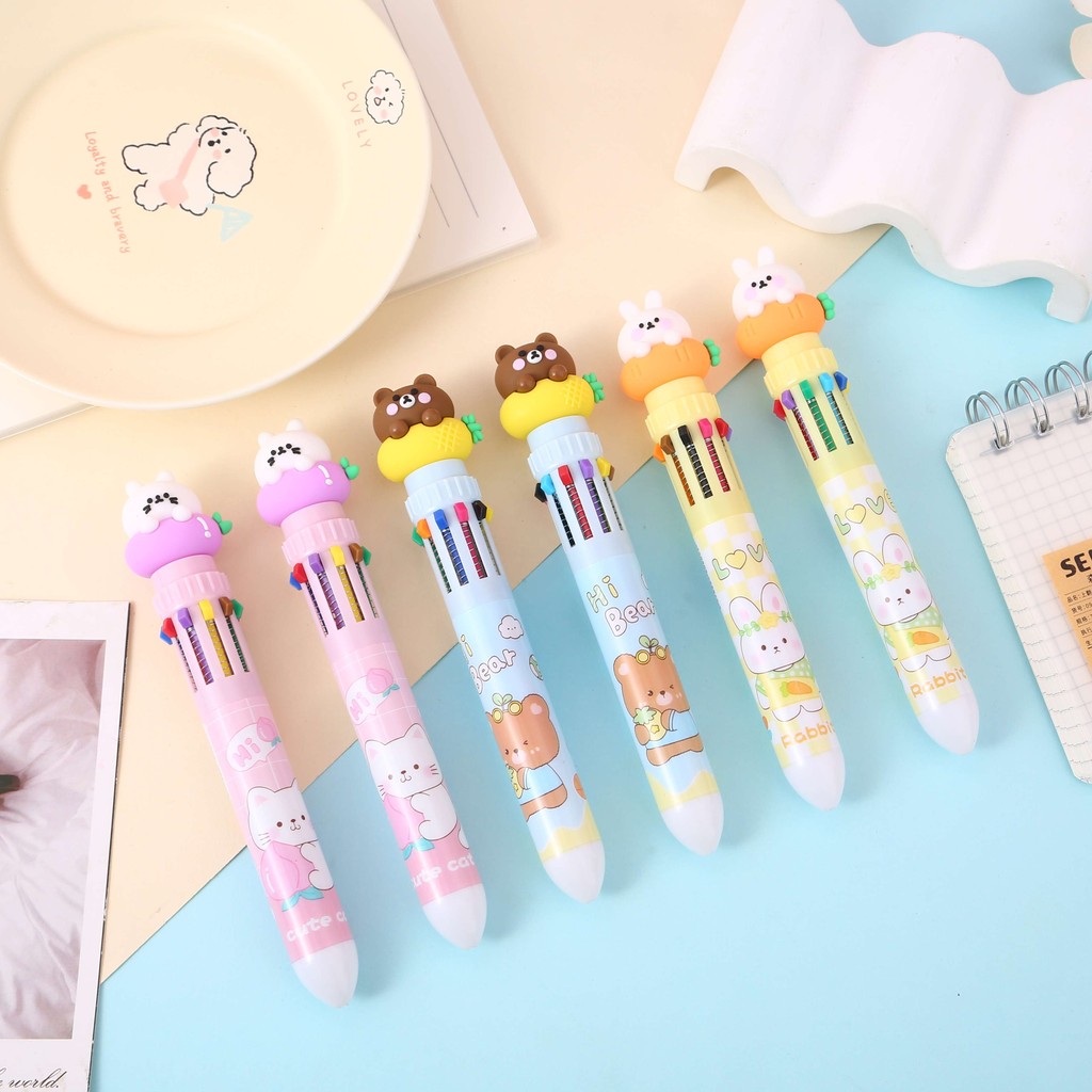 

PULPEN GEL MEKANIK 0,5 MM DENGAN 10 WARNA TINTA BERBEDA KARAKTER ANIMAL KAWAII 3D / PULPEN 10 WARNA
