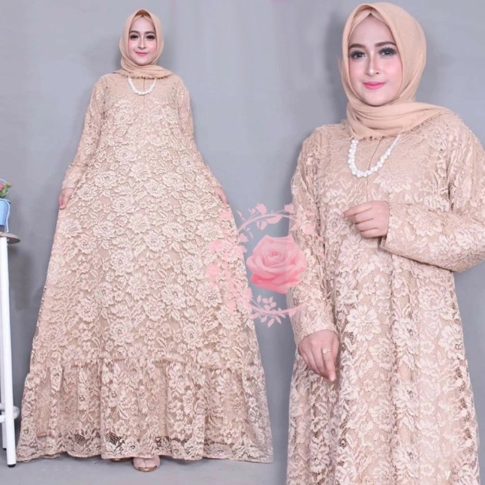 Gamis pesta brukat XXL puspa coksu maxi brokat corneli murah pus GB