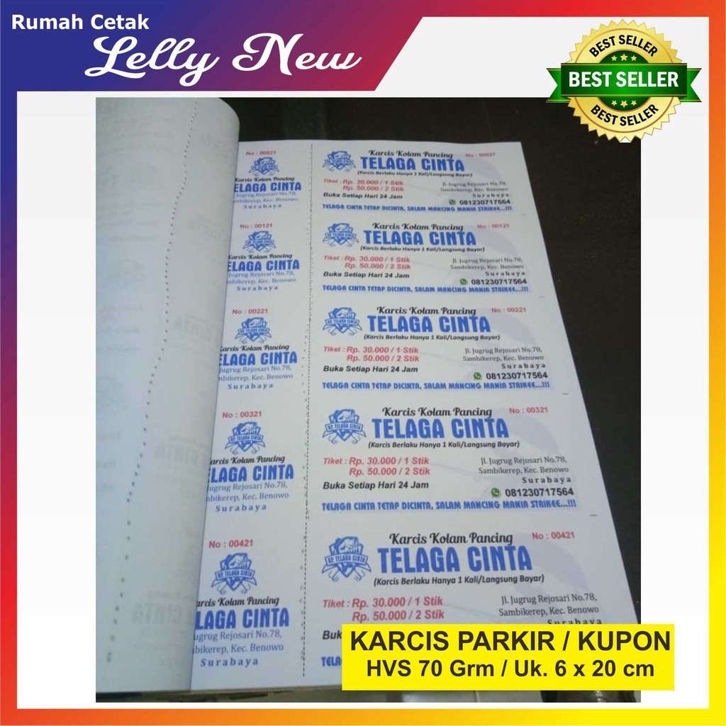 

COD KARCIS PARKIR / KUPON JALAN SEHAT , GOWES / TIKET MASUK (HVS 70 GRM UK. 6X21 CM) Murah