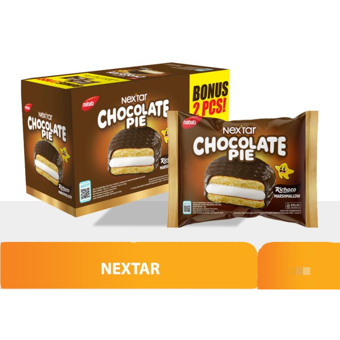 

Nextar Chocolate Pie 1 Box 336 gr isi 12 Pack / Nextar Keik isi Marshmallow Salu Coklat 12 Pcs * 24 gr