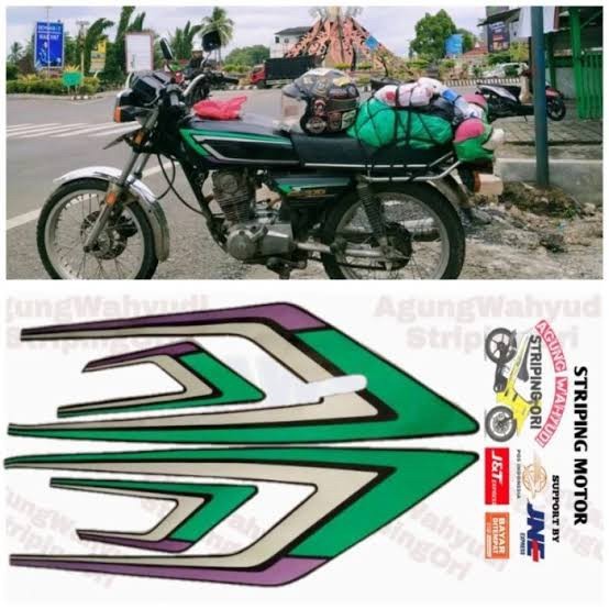 STRIPING STANDAR HONDA GL100 GL 100 HIJAU 1993 POLET STIKER